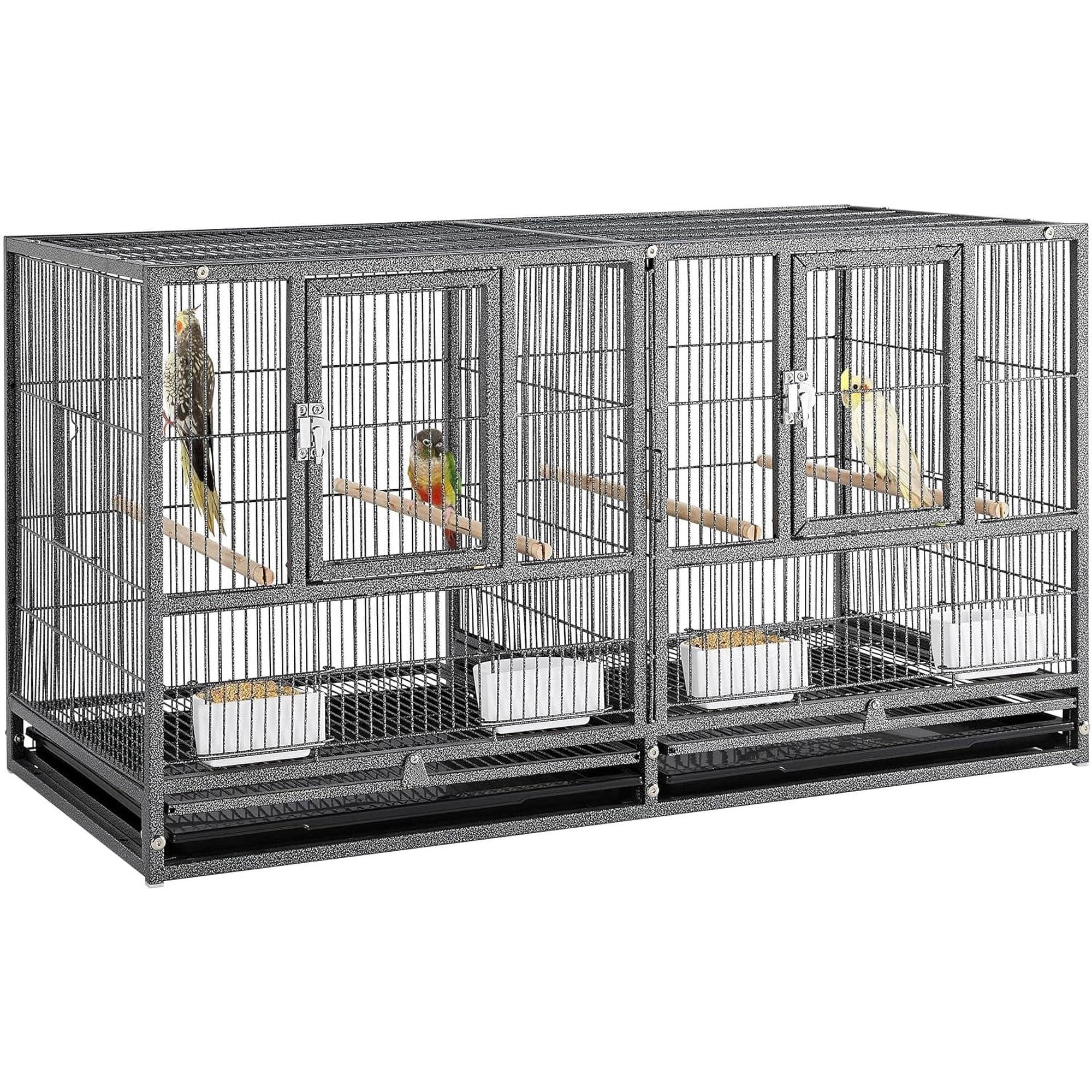 Single Stackable Sturdy Wrought Center Divider Breeder Birds Parrots Breeding Cage With Side Nesting Box Doors