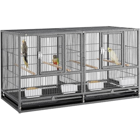 Single Stackable Sturdy Wrought Center Divider Breeder Birds Parrots Breeding Cage With Side Nesting Box Doors