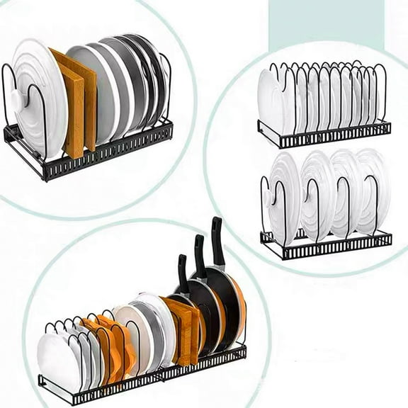 Cutting Board Organizer Rack 23-in Expandable Bakeware Organizer, Pot Lid, Pot, Pan Organizer Rack