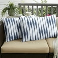 thumbnail image 4 of Sorra Home  Blue and White Ikat Stripe Indoor/Outdoor Corded Lumbar Pillows (Set of 2) 24 x 14 x 6 - Salix Vintage Indigo, 4 of 5