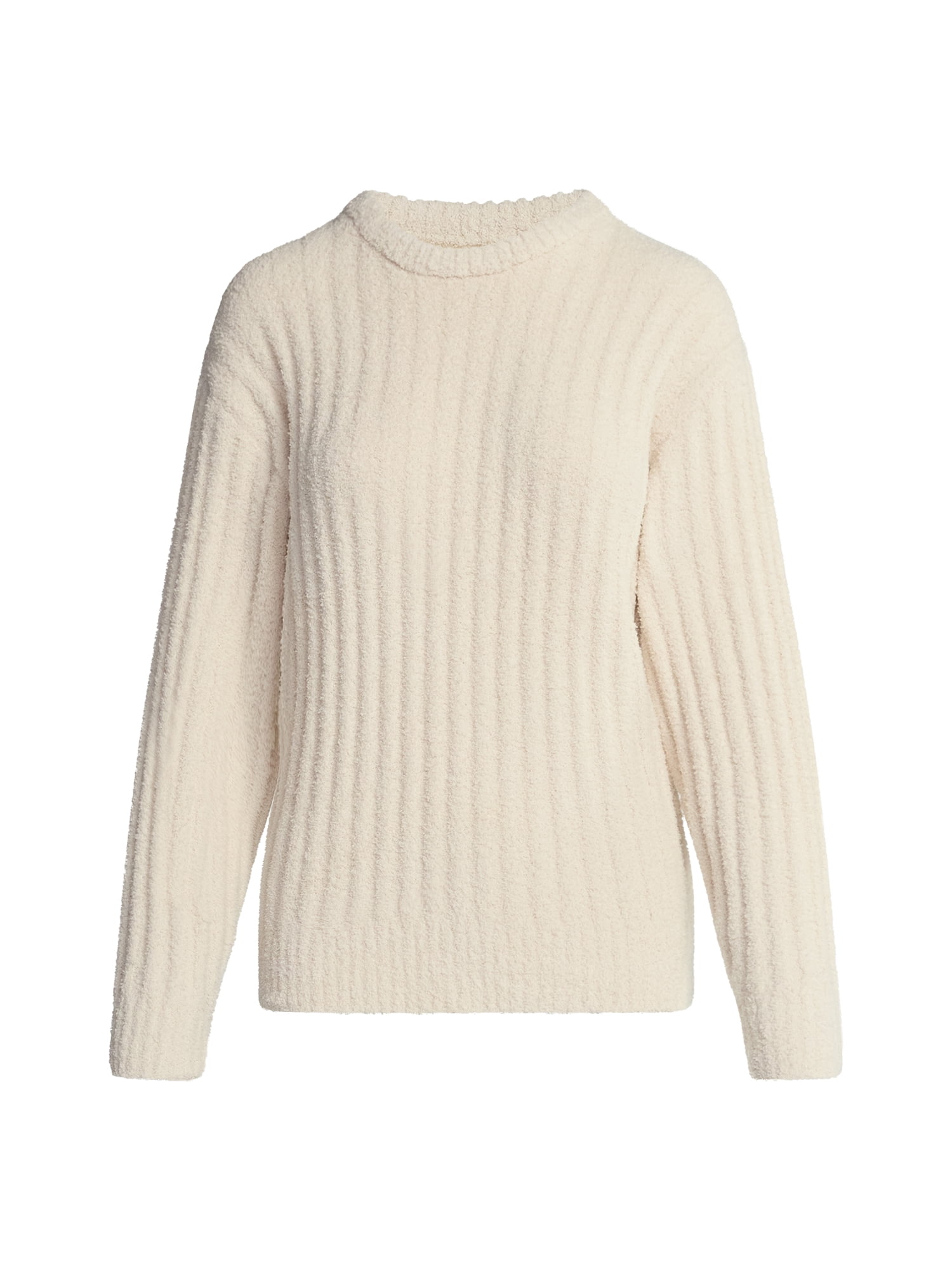 Joyspun Women's Sleepwear Ribbed Crewneck Top with Long Sleeves, Sizes XS-3X
