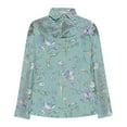 thumbnail image 3 of Uootdi Women's Floral Print Satin Cowl Neck Long Sleeve Shirts Dressy Business Office Loose Elegant Blouses Baggy Fit Blouses Beach Vacation Wear Gift, 3 of 5