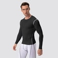 thumbnail image 5 of Men's Compression Shirt Long Sleeve, Athletic Workout T-Shirt & Active Sport Top, Muscle Support Baselayer for Running, Gym, Fitness Training & Cold Weather Black L, 5 of 9
