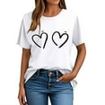 thumbnail image 4 of Posijego Valentine's Day Tops for Women Crew Neck Short Sleeve Heart Graphic T-Shirts Spring Summer Cute Tunic Blouses, 4 of 5