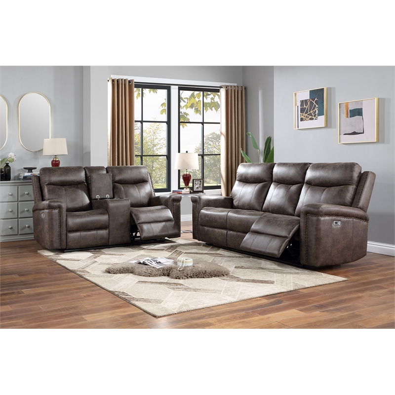 New Classic Furniture Quade 2-Piece Fabric Power Loveseat and Sofa Set ...
