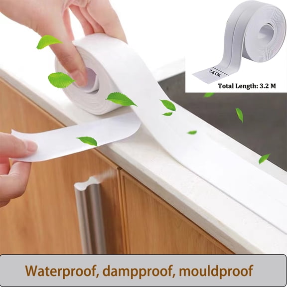 Caulk Tape, Sealing Caulk Strip Waterproof Repair Strip for Bathtub Kitchen Sink Basin Edge Shower Toilet and Wall Sealing Tape(1.5Inch Width x 10.5Feet Length)