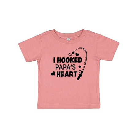 

Inktastic I Hooked Papa s Heart with Fishing Rod Gift Baby Boy or Baby Girl T-Shirt