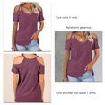 thumbnail image 4 of Camisetas de manga corta, camisetas con hombros descubiertos, camisetas con hombros descubiertos para mujer, camiseta con cuello en V, estética elegante, 4 of 5