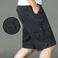 thumbnail image 4 of hotojiny Cargo Shorts for Men Summer Hiking Short Pants with Multi Pockets Elastic Waist Knee Length Big and Tall Bermuda Shorts, 4 of 5