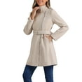 thumbnail image 4 of INSPIRE CHIC Classic Stand Collar Coat for Women's Zip Up Trench Coats with Belt XL Beige, 4 of 6