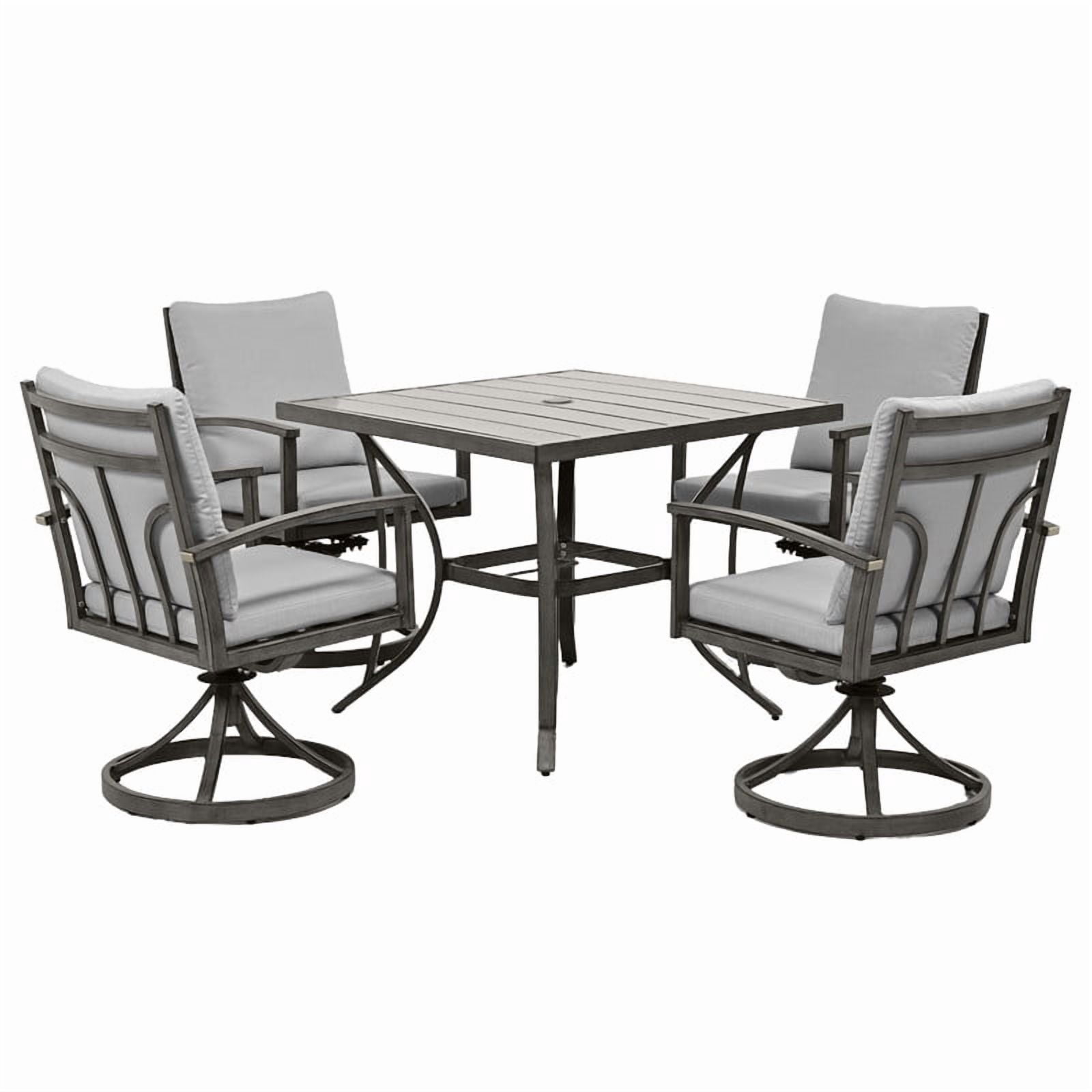 5-Piece Patio Outdoor Dining Set,Aluminum Outdoor Patio Table and Chairs Set for 4 includes 1 Square Dining Table and 4 Swivel Dining Chairs