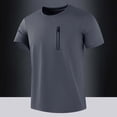 thumbnail image 2 of XIAOCHA Men's Zipper Pocket Performance T Shirt Short Sleeve Crewneck Pullover Top Breathable Athletic Outdoor Tees, 2 of 3