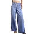 thumbnail image 1 of Baggy Jeans for Woman Plus Size High Waist Drawstring Wide Leg Slimming Denim Pant Women's Pants Light Blue XXL, 1 of 6