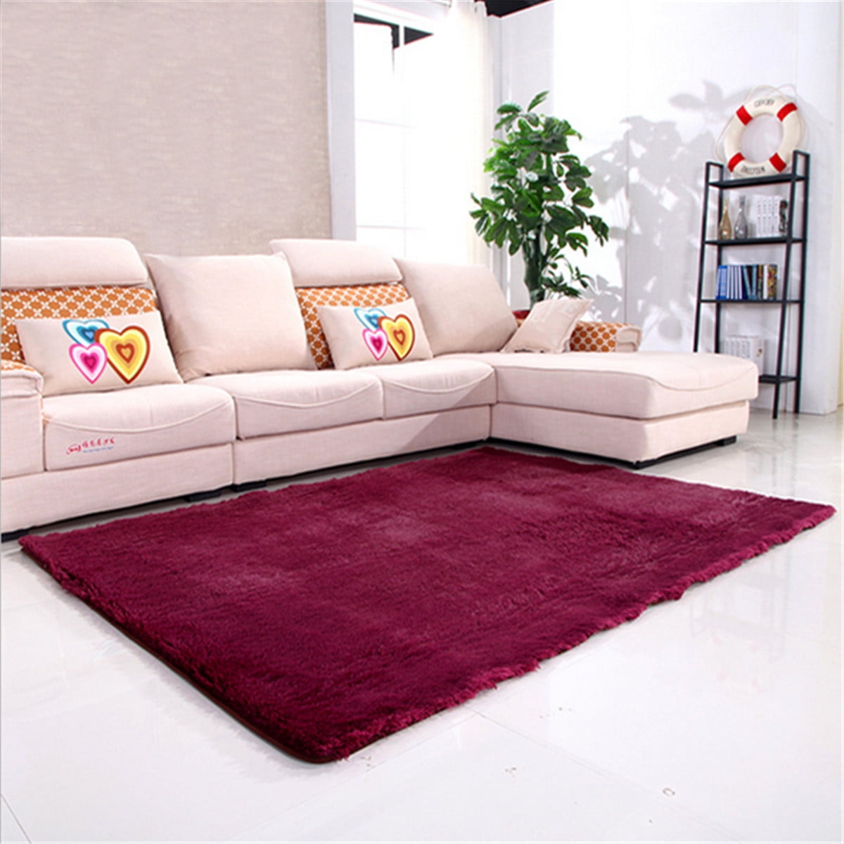 47X64" Rug Rectangle Shape Bedroom Fluffy Rugs Anti-Skid ...
