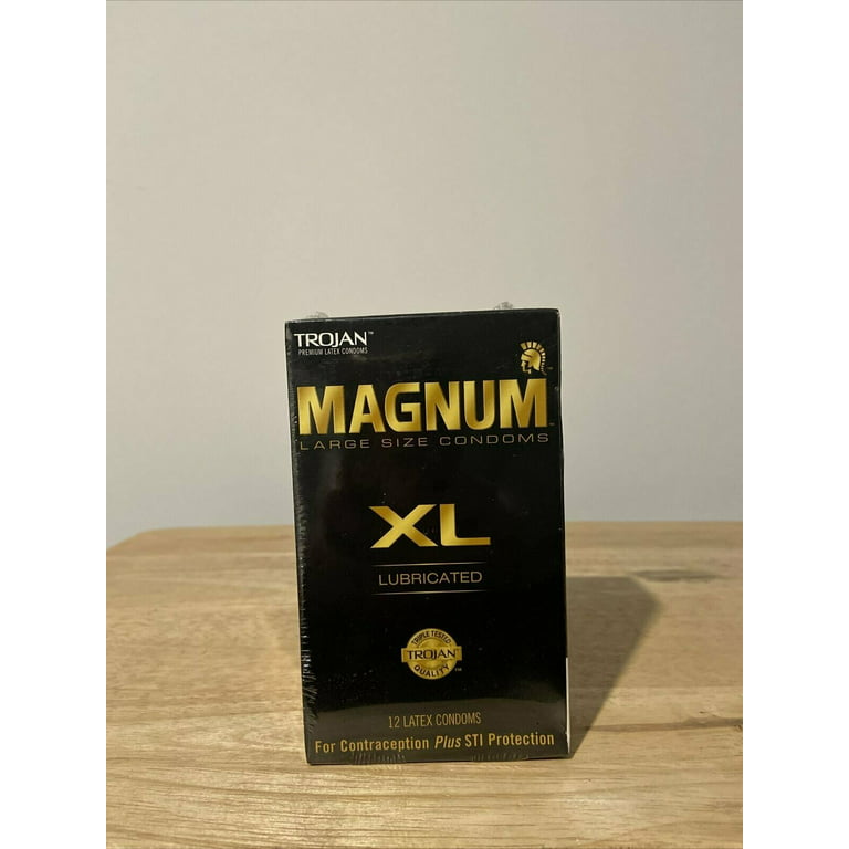 TROJAN Magnum XL Lubricated Premium Latex Condoms 12 Each (Pack of 3) 