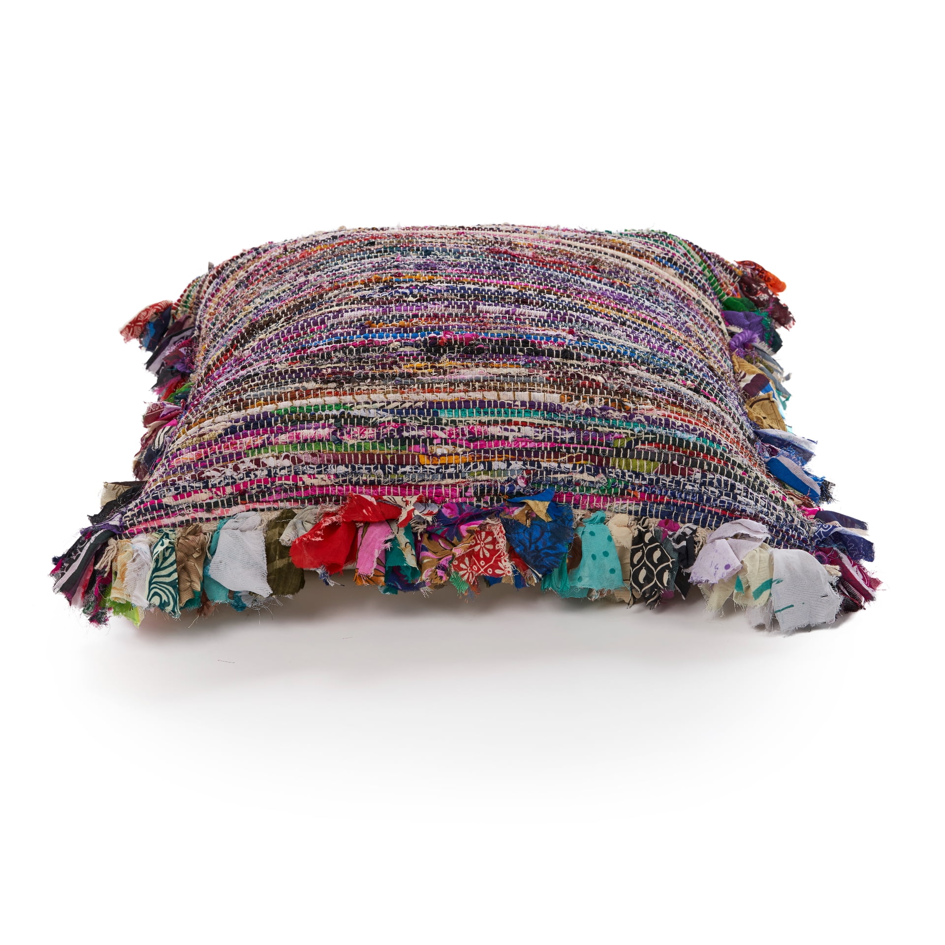 Ox Bay Eli Set of 4 Boho Striped 18" x 18” Recycled Material Adult Decorative Feather Filled Pillow Set