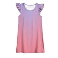 thumbnail image 1 of Plebaso Robes pour Bébés Filles Été Col Rond Manches Volantes Dégradé Robe d'Été Mode Enfants, 1 of 4