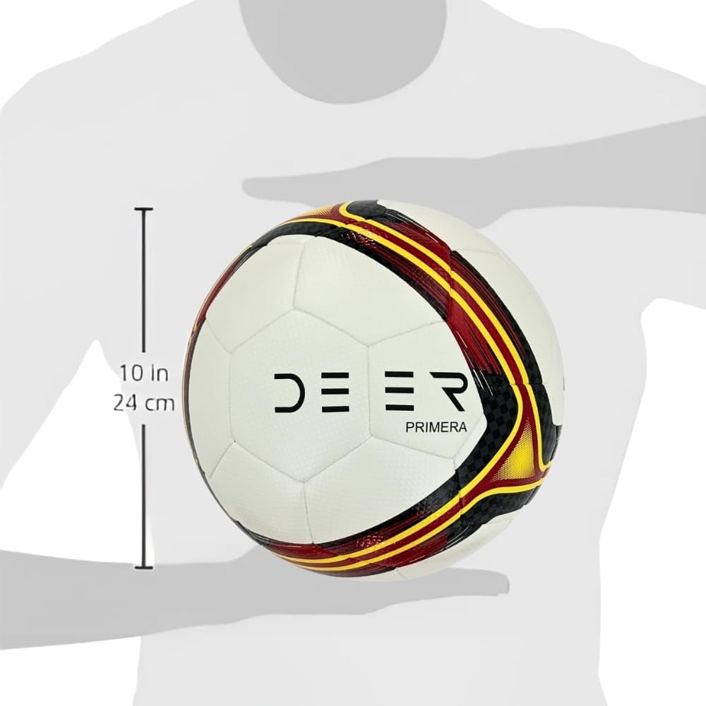Deer Primera Soccer Ball – for Club Match, Training, Match Performance, Indoor Outdoor Soccer, Suitable for Grass & Astro | 32 Panel, Fabric Wrapped Rubber | Size 5 for Youth & Adult Soccer Players |
