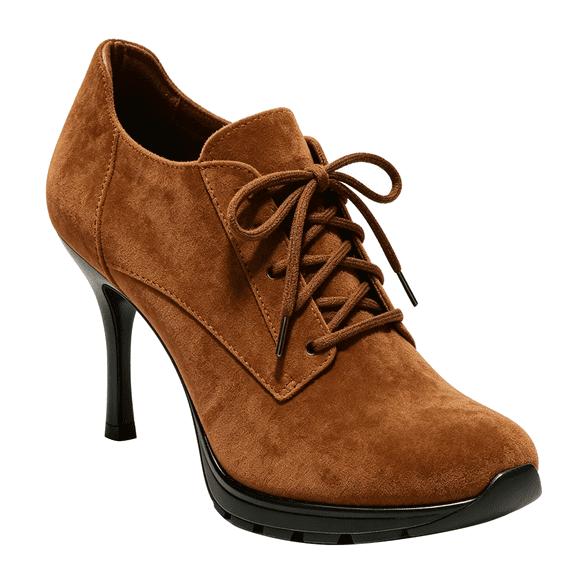 FSJ Women Round Toe Oxfords Heels Lace-Up Stiletto High Heel Fashion Pumps Office Party Shoes Size 8 Brown