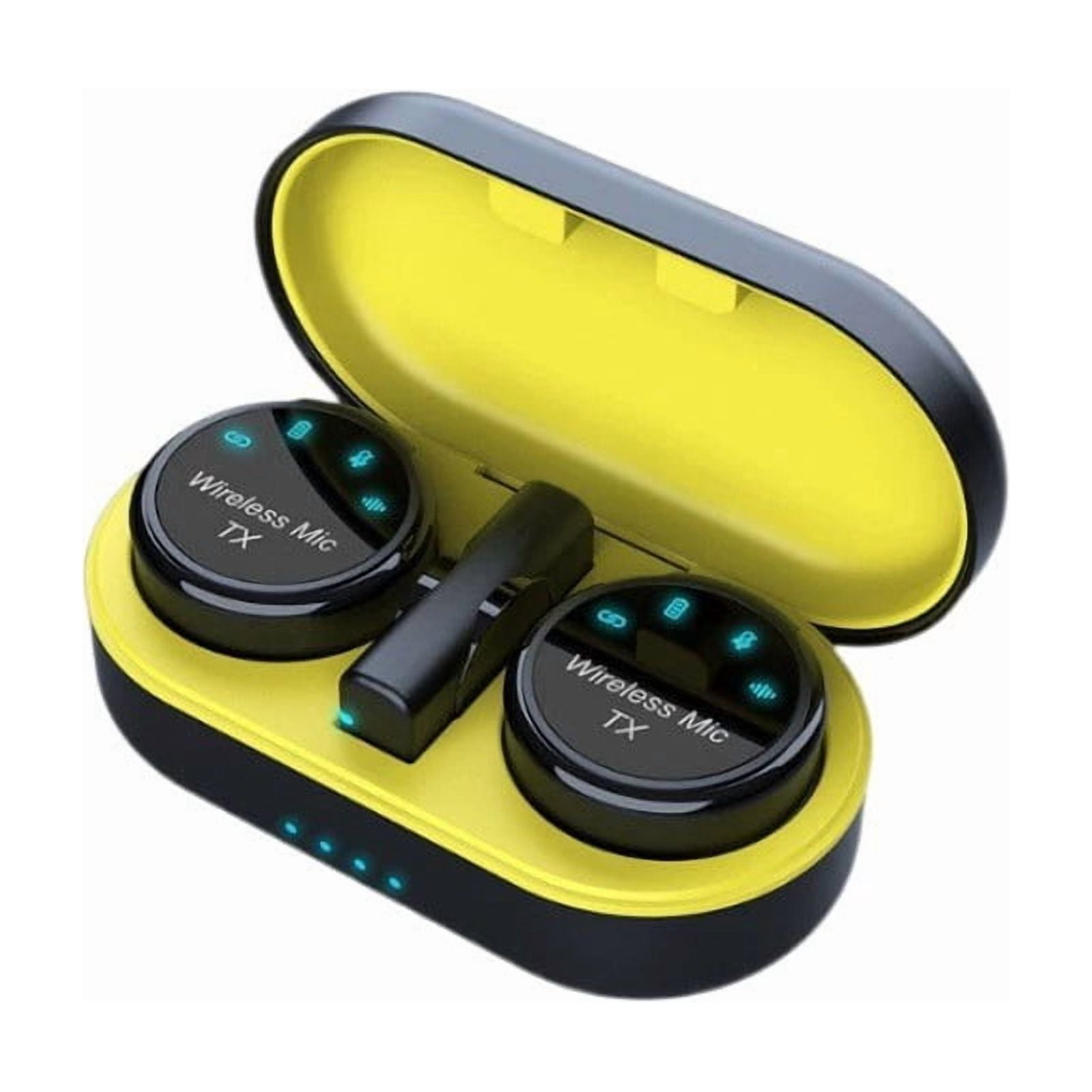 Magnetic 1-to-2 Wireless Lavalier Microphone, Smart Noise Cancellation Clip-on Mic for Phone Live Stream Selling Audio Recording, Magnetic Attach Clip-on Mic for iPhone Android Vlog Interview