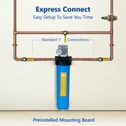 Express Water Whole House Water Filter, 1 Stage Home Water Filtration System, Sediment Filter, includes Pressure Gauges, Easy Release, and 1 Inch Connections.