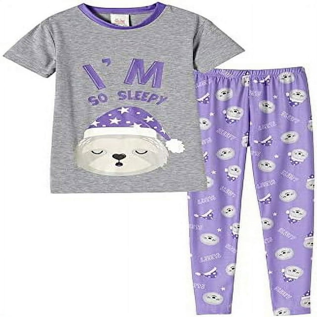 Ensemble de Pyjama pour Fille, Doux et Confortable, Vêtement de Nuit, Pyjama à Motif, Taille 4 à 14 Ans