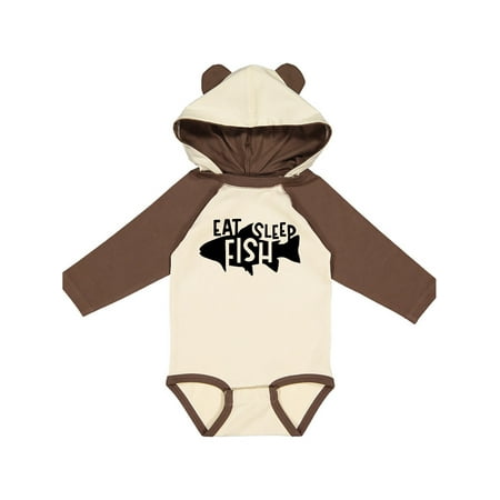 

Inktastic Eat Sleep Fish Silhouette Gift Baby Boy or Baby Girl Long Sleeve Bodysuit