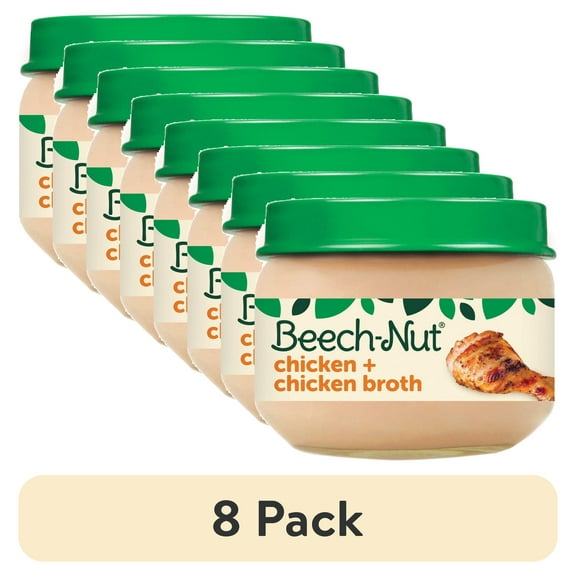 (10 pack) Beech-Nut Stage 1 Baby Food, Chicken & Chicken Broth, 2.5 oz Jar