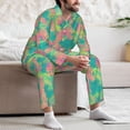 thumbnail image 7 of Picia Colorful Palm Leaves Pattern Men’s Long-Sleeve Sleepwear Set - Soft 2-Piece Loungewear with Pockets, Comfy PJs for Relaxing Nights-Large, 7 of 7