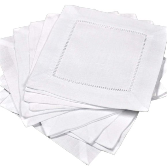 12 Servilletas De Cóctel De Lino Blanco Servilletas De Lino Con Dobladillo De 6X6 Pulgadas Servilletas De Cóctel De Tela Mini Servilletas Lavables Posavasos De Lino Posavasos De Servilletas Servilleta