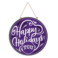 thumbnail image 3 of TCU Horned Frogs 18" Happy Holidays Wooden Round Door Sign, 3 of 3