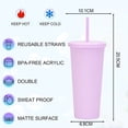 thumbnail image 2 of Tasse d'Eau Froide Réutilisable 700ml, Tasse en Plastique à Double Couche avec Couvercle et Paille, 2 of 5