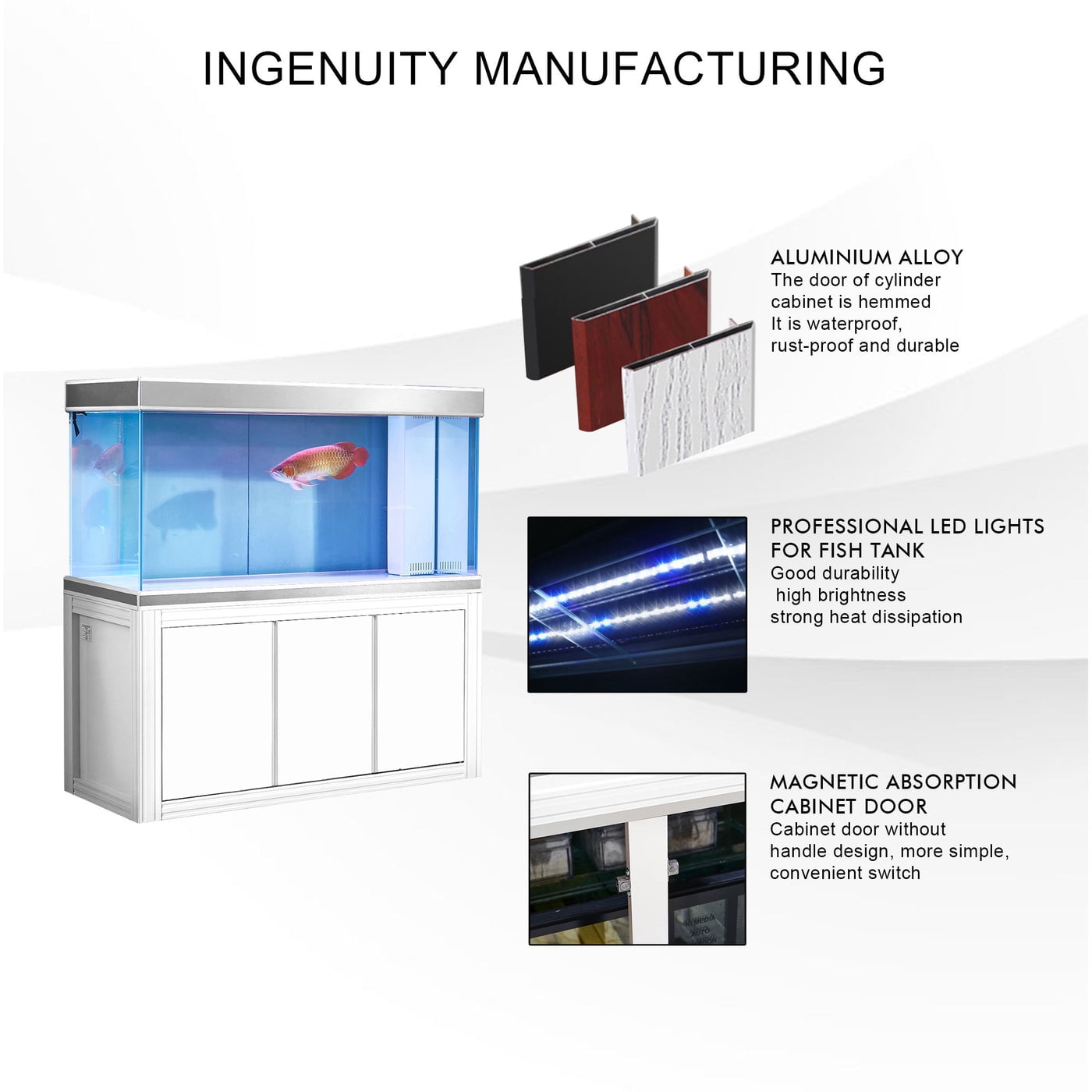 Aqua Dream 145 Gallon Tempered Glass Aquarium with Cabinet, White