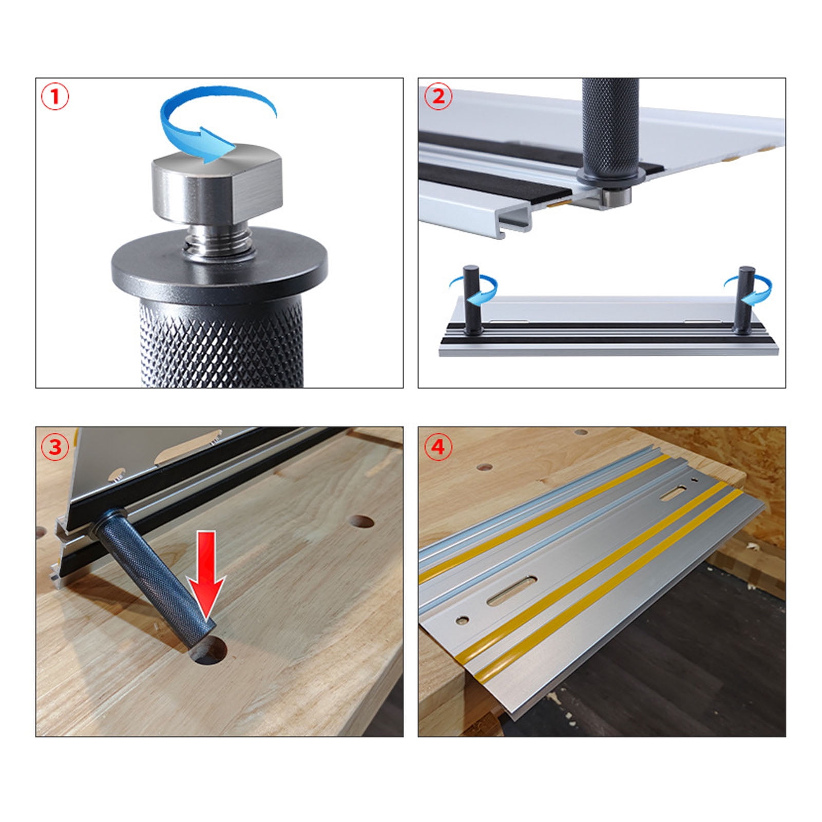 Singring Planing Stop Board With Dog Hole Clamp Woodworking Track Bench Clamps DIY Workbench Fixing Tool 2 Pack (20mm - View #8