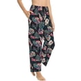 thumbnail image 2 of Naloa Colorful Tropical Leaves Print Women’s Ultra-Soft Comfy Pajama Lounge Pants with Pockets & Drawstring, 2 of 8