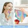 thumbnail image 7 of Multicolor Rainbow Galaxy Washcloth 12x12in Set, 2 Pack Absorbent Cotton Towel Square Kitchen Dishes Towels, Soft Cleaning Face Hand Towel Fast Drying, 7 of 7