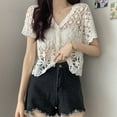 thumbnail image 5 of Open Front Lace Cardigan Crochet Hollow Out Shrug Female Casual Floral Open Women Sweater Loose Knitted Outwear, 5 of 19