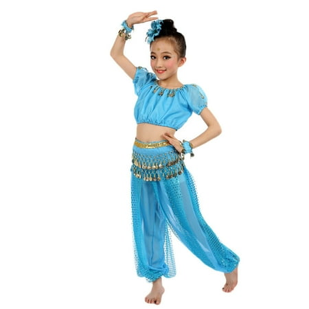 

Girl s Clothes Outfits Casual Baby Toddler Kids Sets Handmade Children Belly Dance Belly Dancing Dance Beauty Cloth Lovely Playwear Suits Sky Blue 4-5 Years