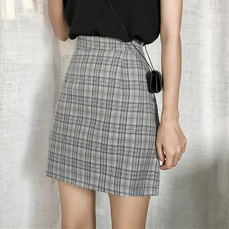 Summer Casual Women Mini Skirt Fashion Wild Plaid A Line Skirts
