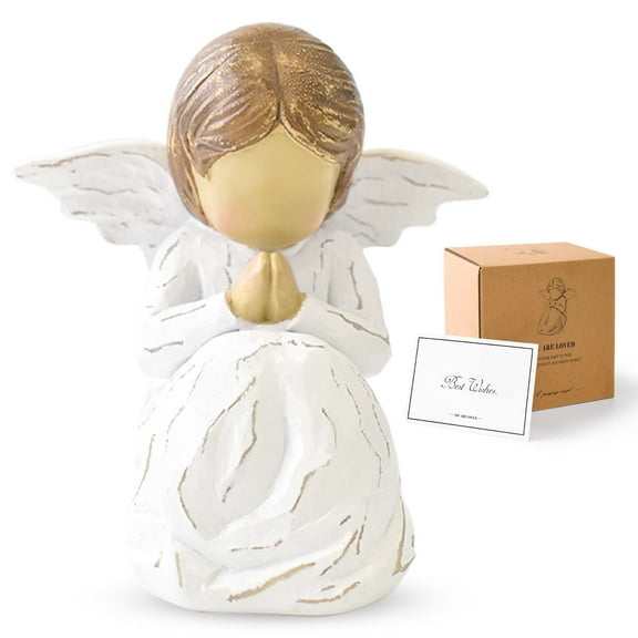 Lnrkai Guardian Angel Statue, Praying Angel Figurines Christmas Tabletop Ornament Decoration, First Communion Baptism & Memorial Gift for Girls