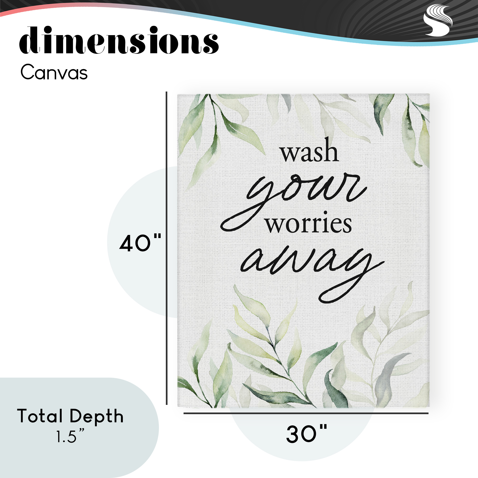 Wash Worries Away Leaves Canvas Wall Art, design by Lettered and Lined