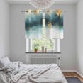 thumbnail image 5 of Modern Teal Gold Kitchen Curtains Small Short 39 Inch Length, Abstract Geometric Lines Grommet Top Bedroom Living Room Curtains, Light Filtering Cafe Curtain Drapes 2 Panels Set 55''x39'', 5 of 9