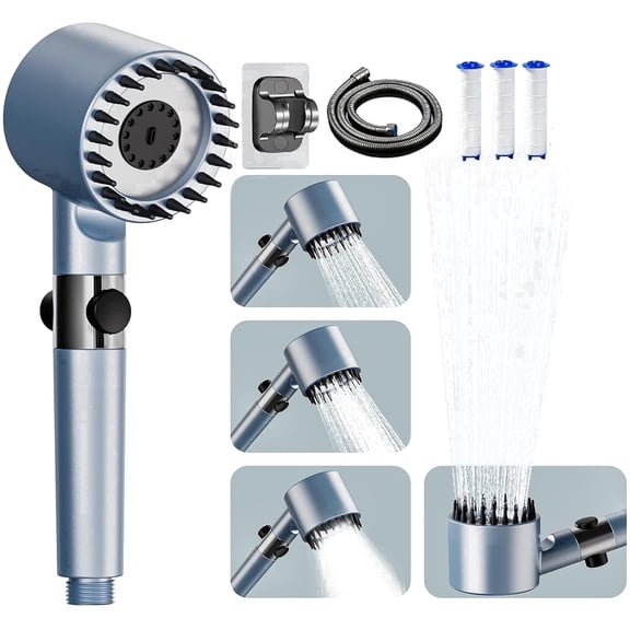 Ion Drops Shower Head with Anti-Shock Filter, High Pressure Shower Head with 4 Modes, ionsrop Showerhead with Stainless Steel Hose 1.5 m