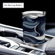 11oz Stainless Steel Tumbler with Straw, Double Wall Insulated Travel Tumbler Digital Waves Pattern