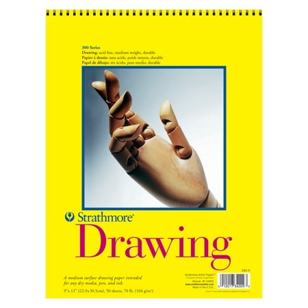 Strathmore 300 Series Spiral Bound Drawing Pad, 70 Lbs, 9” x 12”, 50 (Best Drawing Pad For Illustrator)