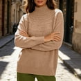 thumbnail image 7 of Warop Womans Turtleneck Sweater, Long Sleeve Knitted Openwork Pullover, Seamless Solid Slim Top for Fall Layering, 7 of 7