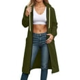 thumbnail image 5 of Lumtrix Long Hoodies for Women Fall 2025 Soft Oversized Fleece Hooded Sweatshirts Solid Color Comfort Zip Up Jackets with Pockets Army Green S, 5 of 5