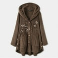 thumbnail image 2 of Virmaxy Womens Oversized Solid Sherpa Fleece Hoodies Cute Cat Butterfly Embroider Hooded Cardigan Button Long Sleeve Fuzzy Fleece Blouse Side Button Plush Jacket Brown M, 2 of 8