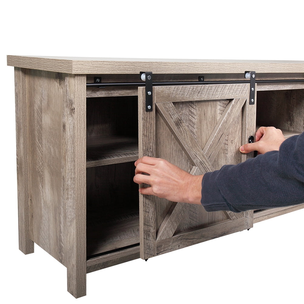 Kadyn Farmhouse Modern Barn Door Tv Stand for Tvs Up to 58", Entertainment Center for Tvs for Living Room, Entertainment Center with Storage, Light Gray Kadyn Farmhouse Modern Barn Door Tv Stand for Tvs Up to 58", Entertainment Center for Tvs for Living Room, Entertainment Center with Storage, Light Gray
