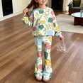 thumbnail image 2 of Grblisyd First Day of School Outfits for Girls Kids 2 Piece Crew Neck Long Sleeve Sweatshirt & Elastic Waist Flare Pants Fall Winter Clothing for 2-8Y, 2 of 7